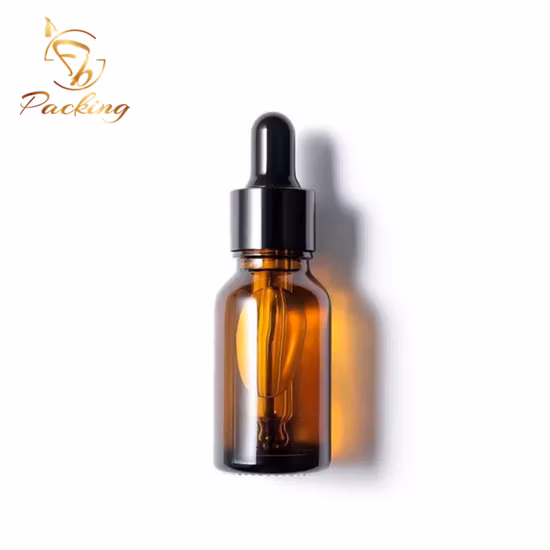 High Gloss Amber Cosmetic 15ml Glass Bottle with Dropper