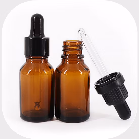 High Gloss Amber Cosmetic 15ml Glass Bottle with Dropper