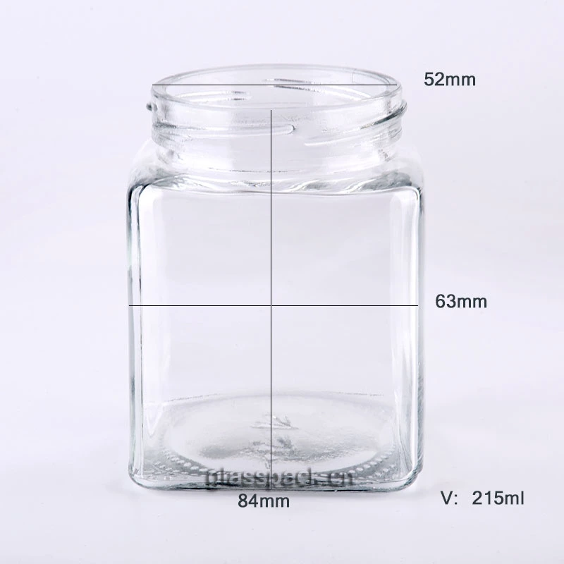 Wholesale Empty Clear Square Honey Glass Jar Frascos De Vidrio Glass Jars with Lids for Pickle Jar, Honey Jar, Food Containers Purpose