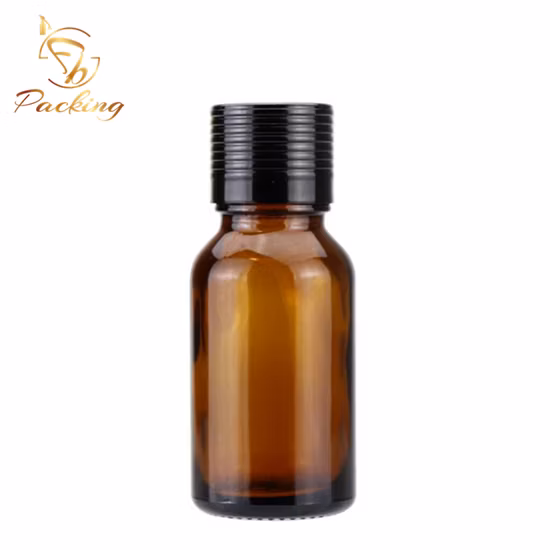 Flacon en verre cosmétique ambre brillant de 15 ml avec compte-gouttes